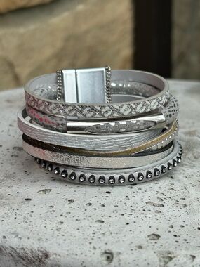 Artisan Multi-Row Silver Wrap Bracelet